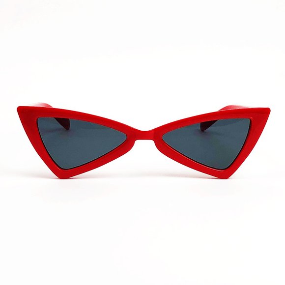 Red Retro Sunglasses Triangle Lens Decade Eighties - Picture 4 of 16